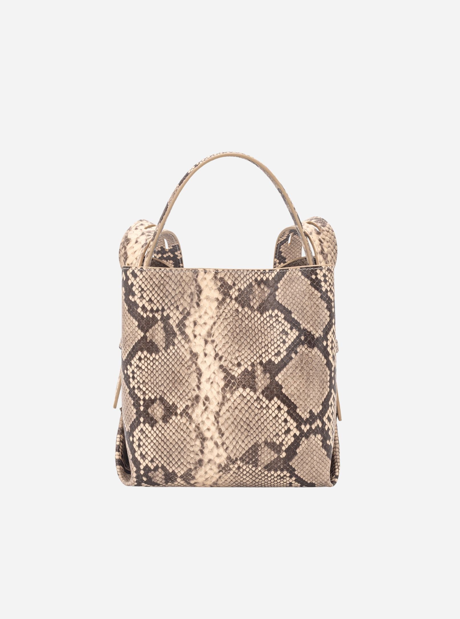 HVISK Molly Scaly Structure bag in ivory structured mini tote with snake embossed texture and top handle