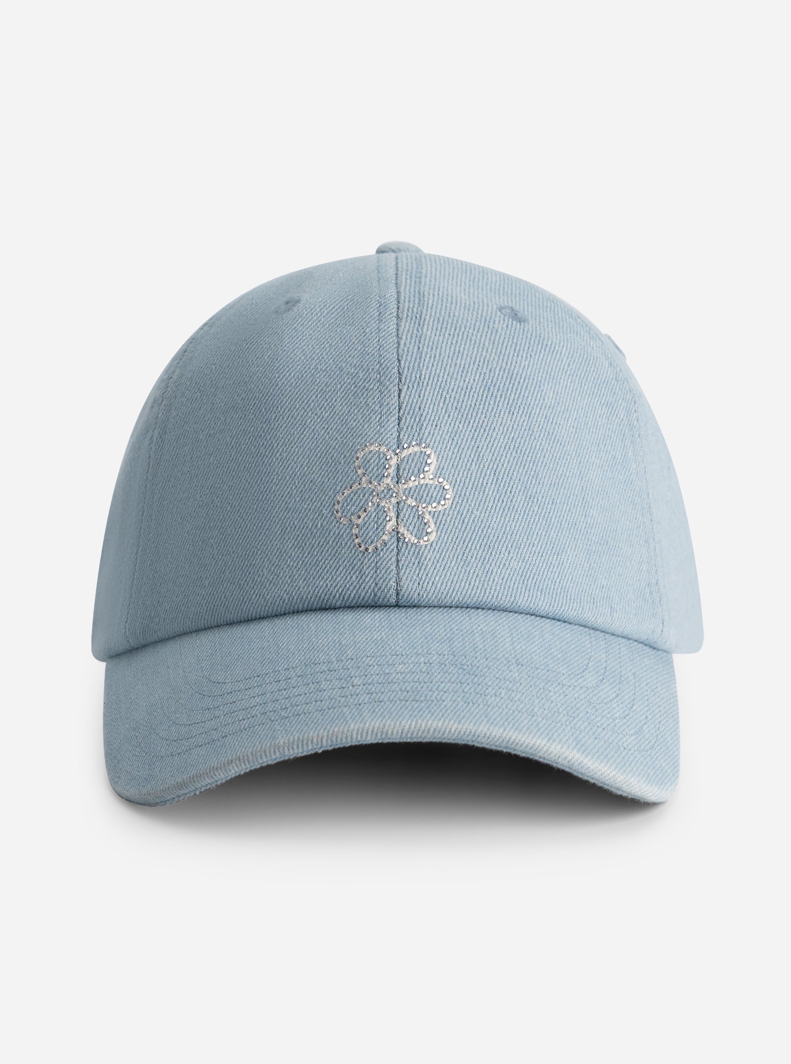 Light blue cap with rhinestone flower by Nous Sommes Labels