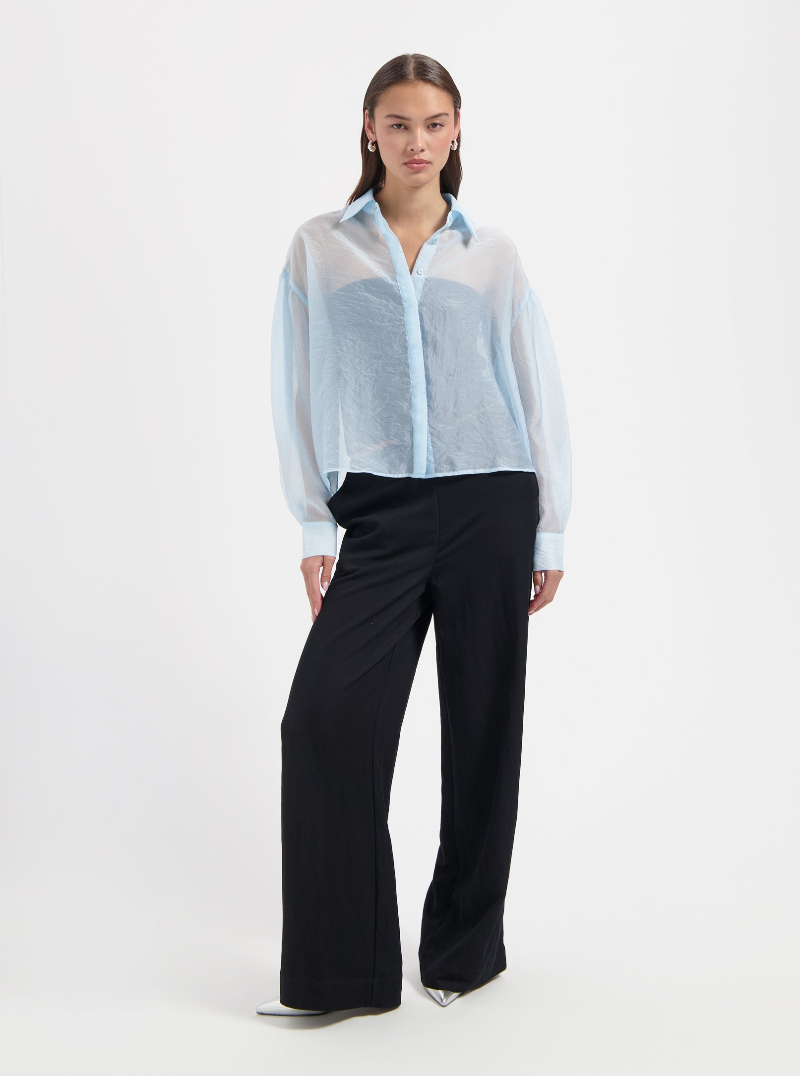 Light blue transparent oversized blouse by Nous Sommes Labels