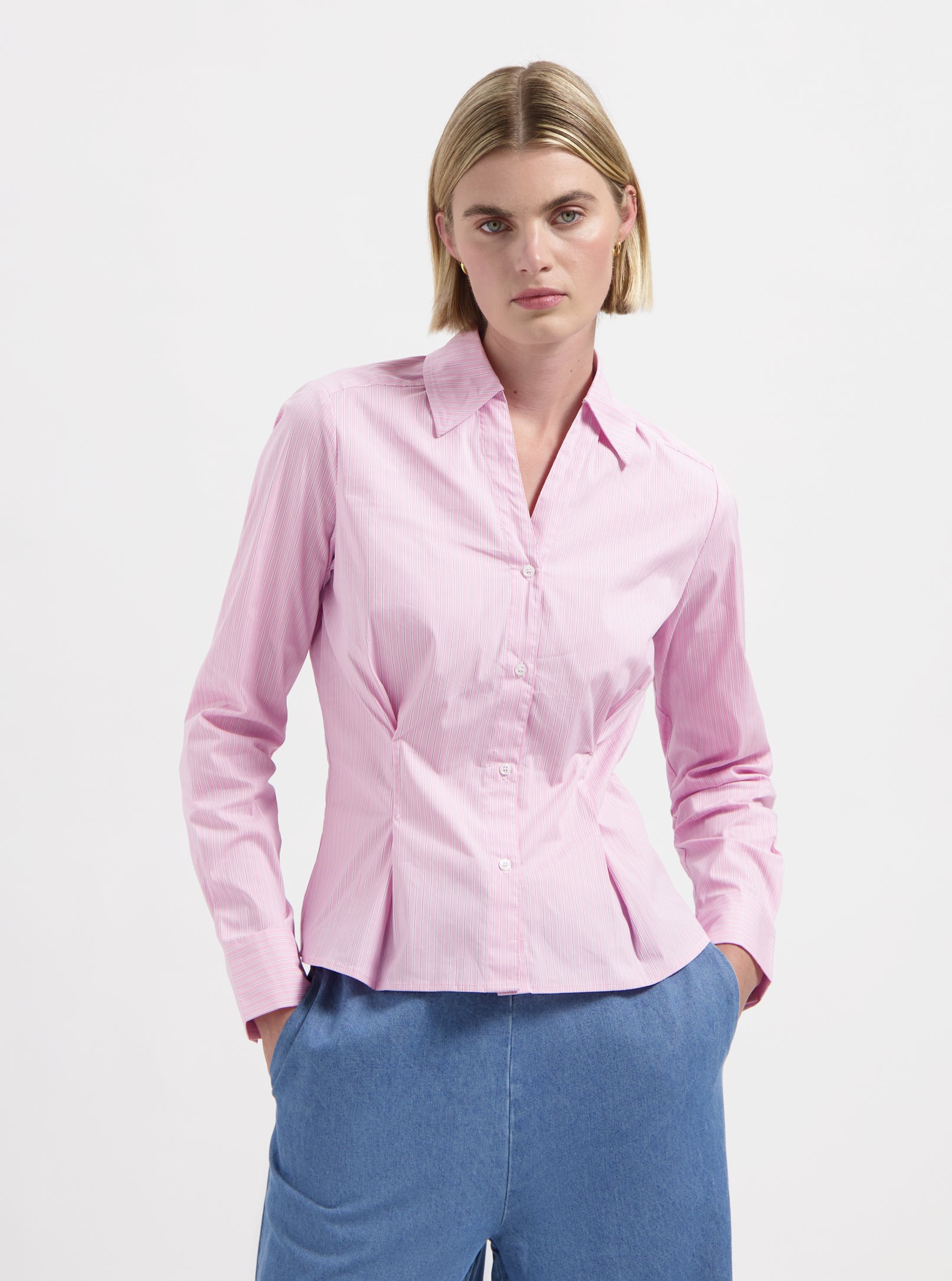 Pink Blouse with tailored waist line by Nous Sommes Labels