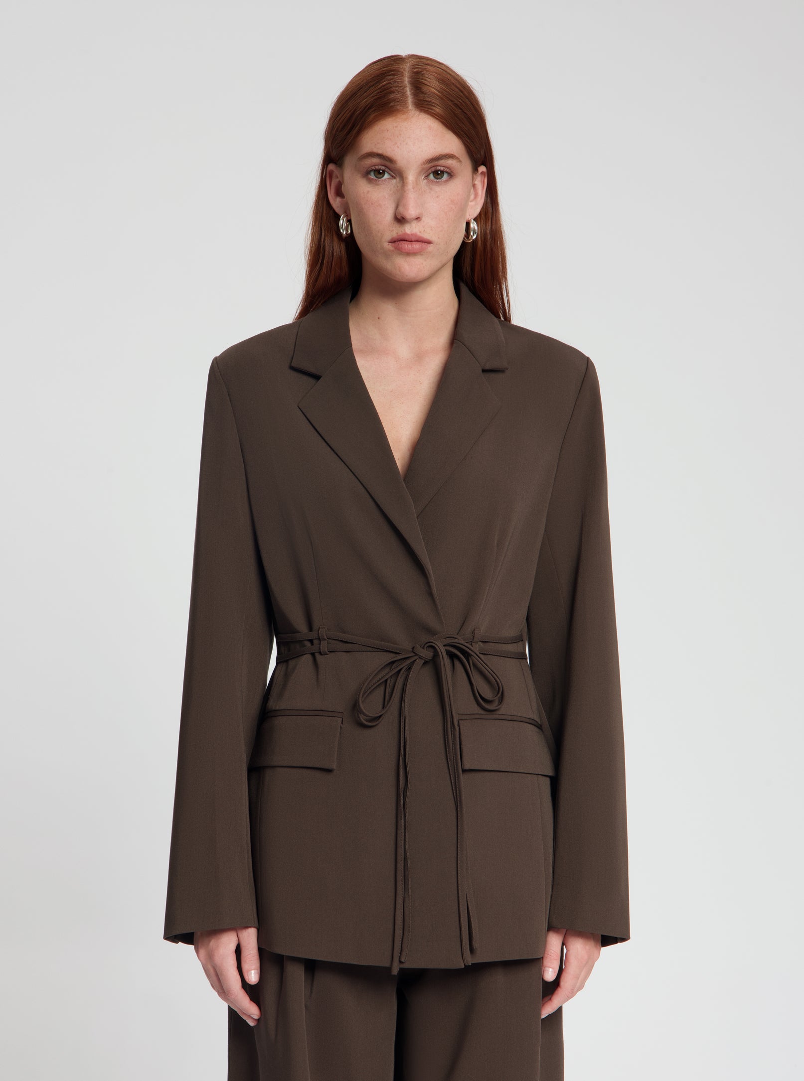 Bessie Tie Blazer - Brown NOUS SOMMES LABELS