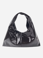 HVISK Sarah Glossy Bag in umber brown structured patent leather hobo bag with single shoulder strap