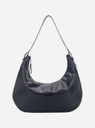 HVISK Estelle Soft Structure bag in black oversized crescent hobo bag with slim shoulder strap and silver hardware