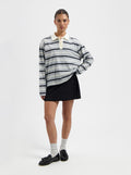 Freddie Striped LS Polo - Grey