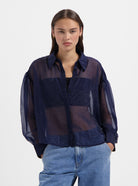 Navy blue transparent oversized blouse by Nous Sommes Labels 