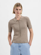 Light brown polo knit shirt by Nous Sommes Labels 