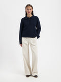 Navy blue cable knit jumper with Polo collar by Nous Sommes Labels 