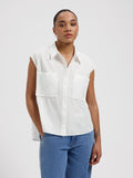White sleeveless oversized blouse by Nous Sommes Labels 
