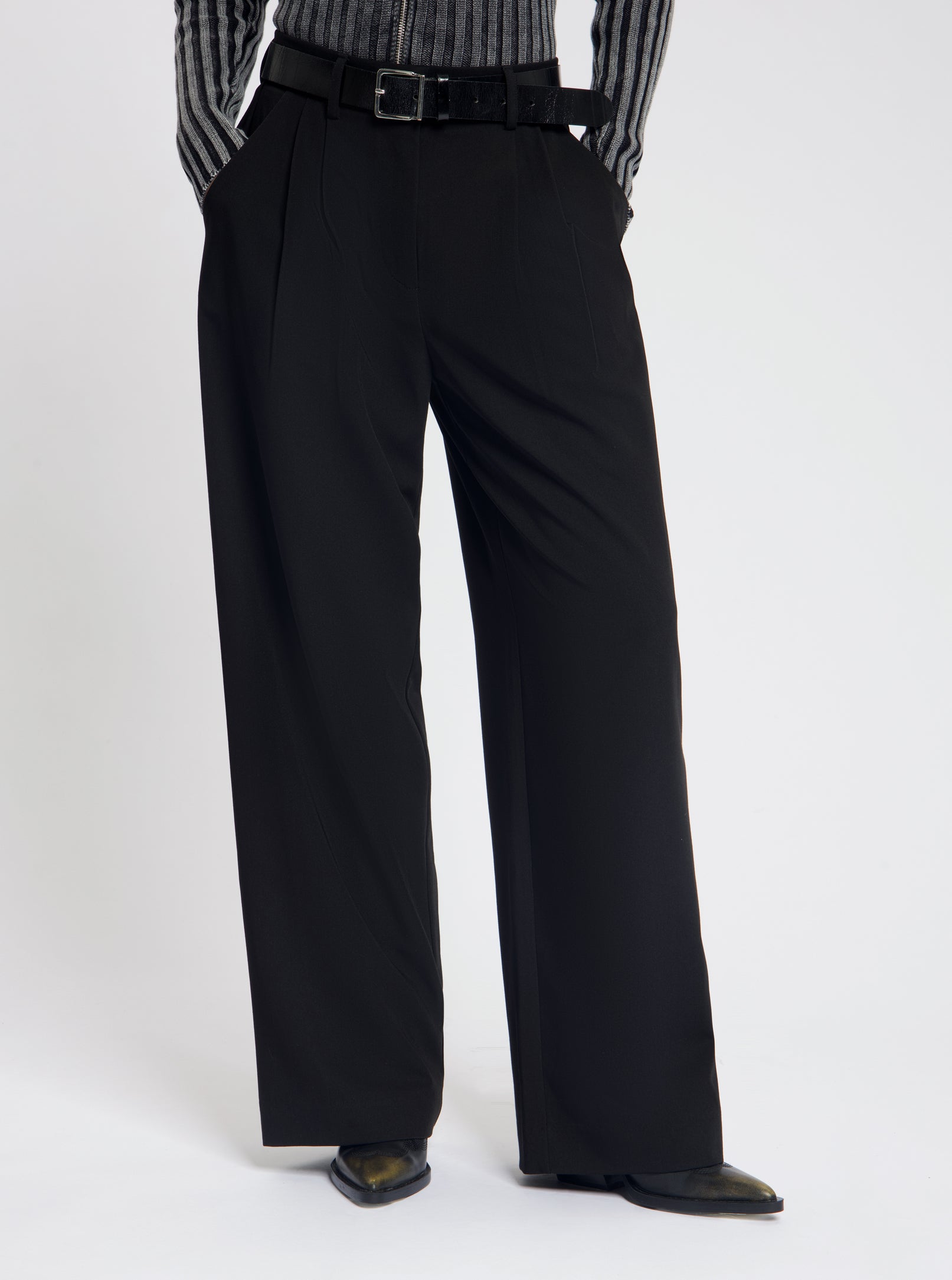 Model wearing the Gabbie Trousers in Black - NOUS SOMMES LABELS