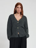 Model wearing Brooke dark grey melange Cardigan - NOUS SOOMES LABELS 