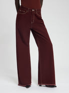 High waist denim trousers Martan in burgundy - NOUS SOMMES LABELS 