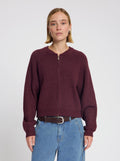 Model wearing the Lara Cardigan in Burgundy - NOUS SOMMES LABELS