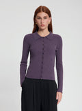 Model wearing Winnie Polo knit in purple - NOUS SOMMES LABEL 