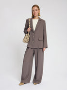 Model wearing the Bailey Blazer in Plum - NOUS SOMMES LABELS