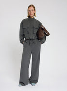 Model wearing the Bo Jacket in Grey - NOUS SOMMES LABELS