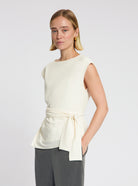 Model wearing the Maddie Tie Top in Off white - NOUS SOMMES LABELS