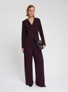 Model wearing the Zoya Tie Blazer in Burgundy - NOUS SOMMES LABELS