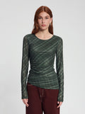 Model wearing Lila Mesh Top in black checked - NOUS SOMMES LABELS 